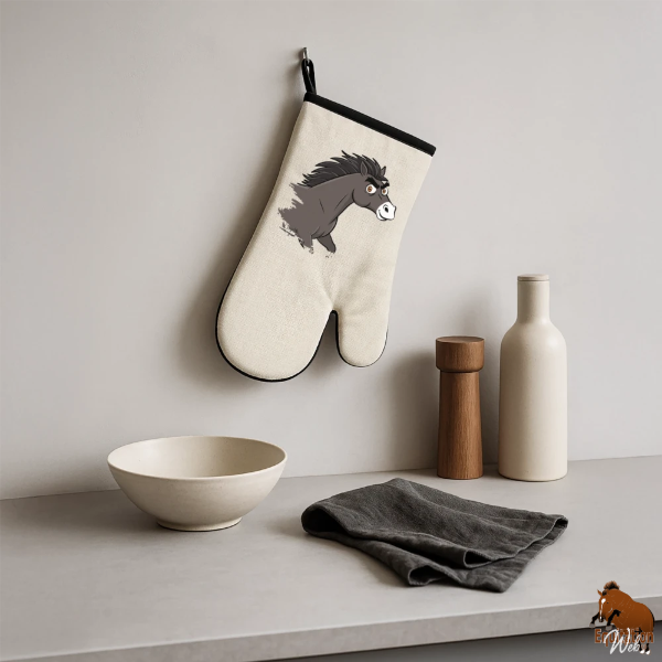 Le Cheval Abaga sur un gant de cuisine