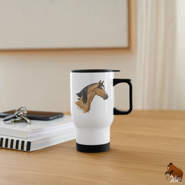 Le Cheval Abstang sur une tasse isotherme
