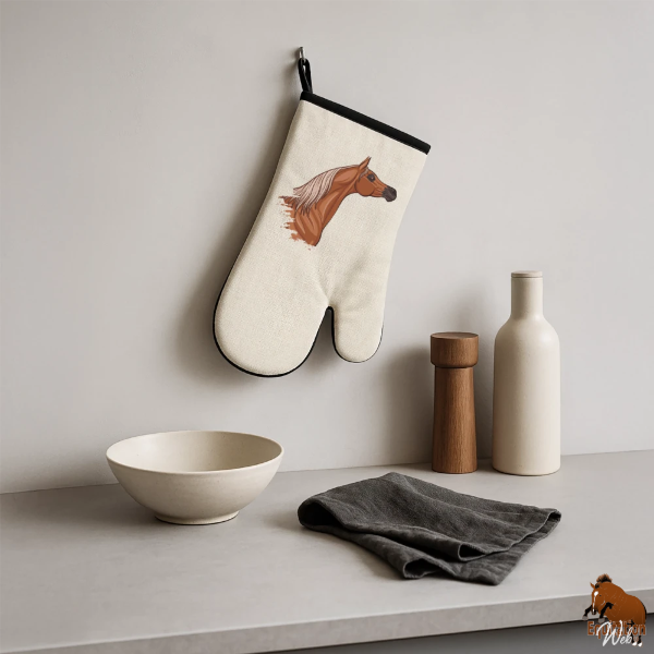 Le Cheval Arabe sur un gant de cuisine
