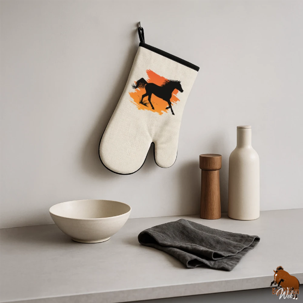 Le Cheval Arabe sur un gant de cuisine