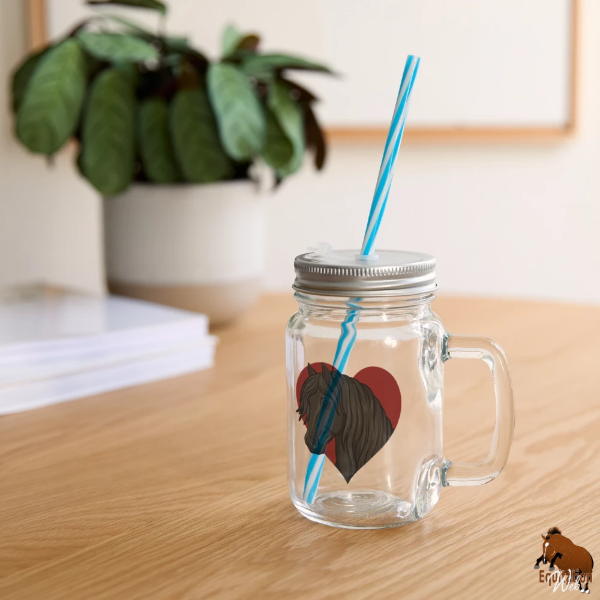 Le Cheval Frison sur un bocal � boisson