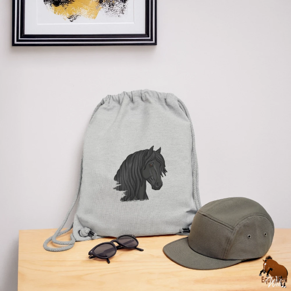 Le Cheval Frison sur un sac � cordon