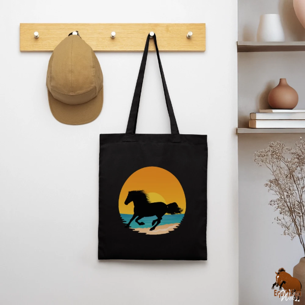 Le Cheval Frison sur un sac en tissu