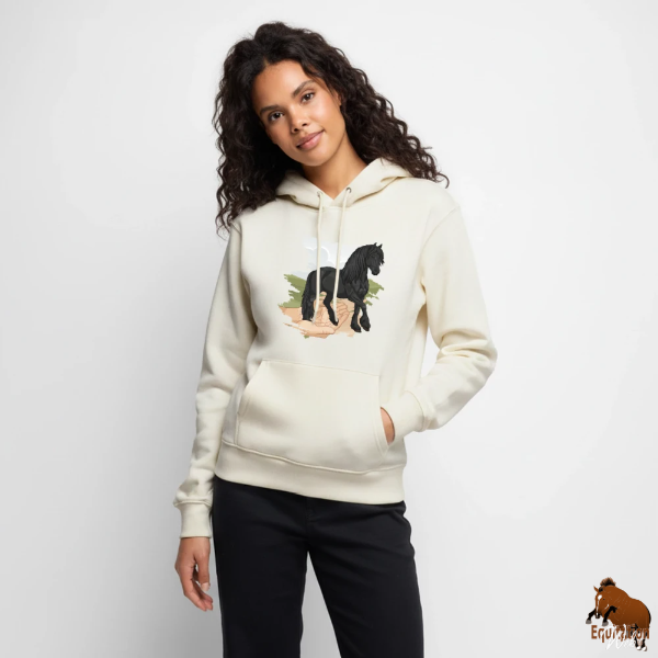 Le Cheval Frison sur un sweat � capuche
