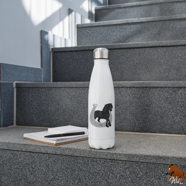 Le Cheval Frison sur une bouteille isotherme