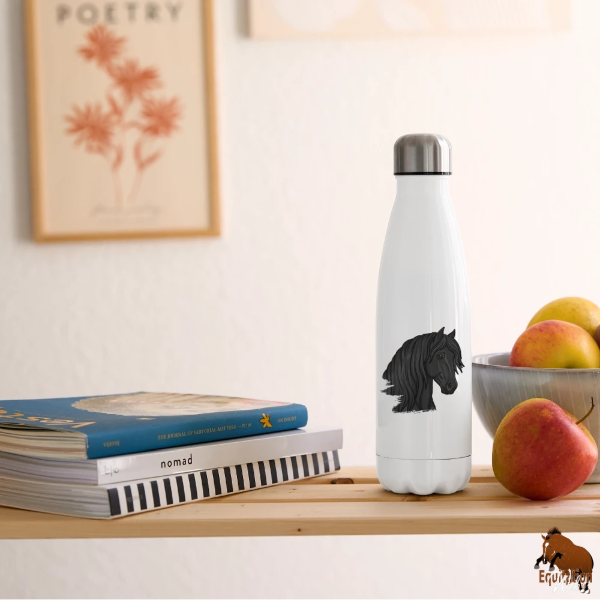 Le Cheval Frison sur une bouteille isotherme