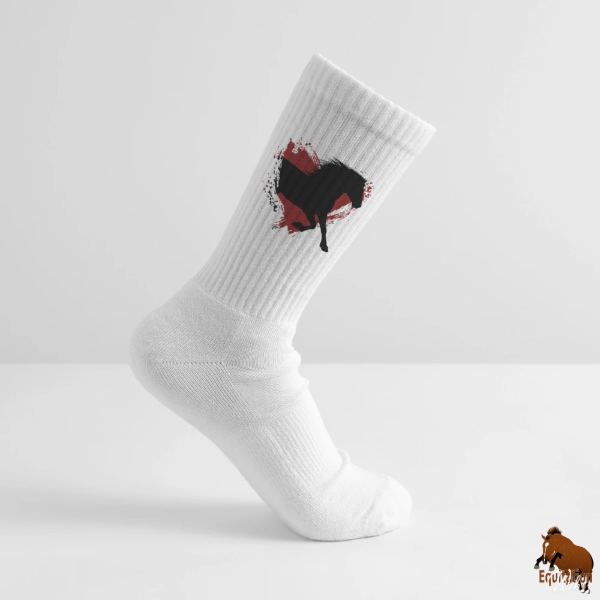 Le Cheval Frison sur une paire de chaussettes