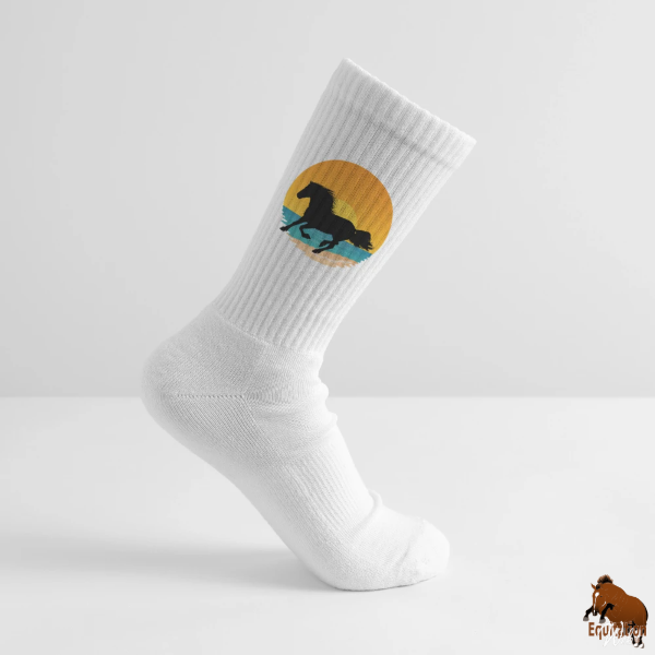 Le Cheval Frison sur une paire de chaussettes