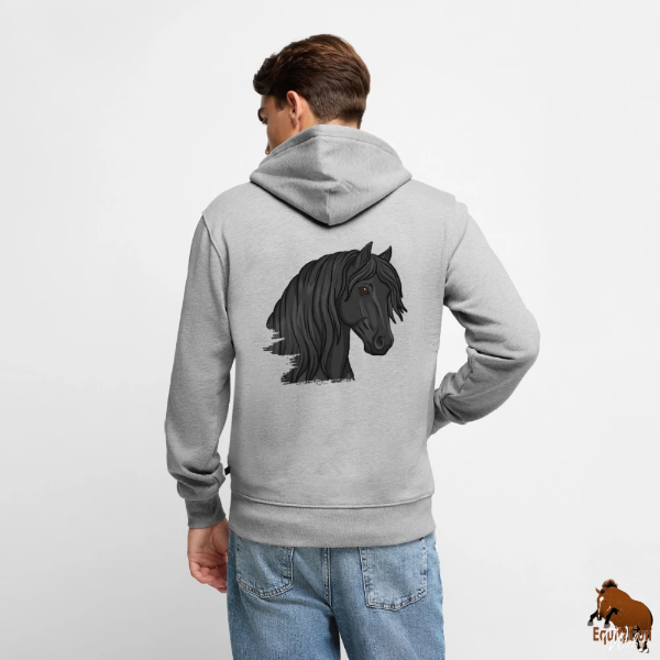 Le Cheval Frison sur une veste � capuche