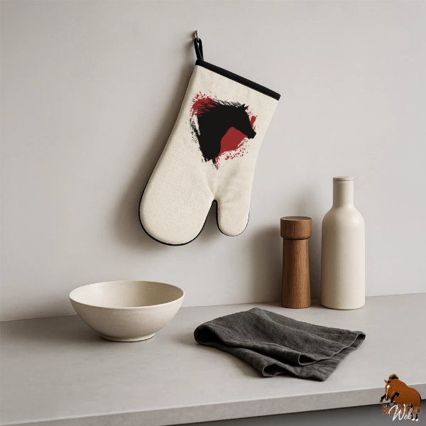 Le Cheval Arabe sur un gant de cuisine