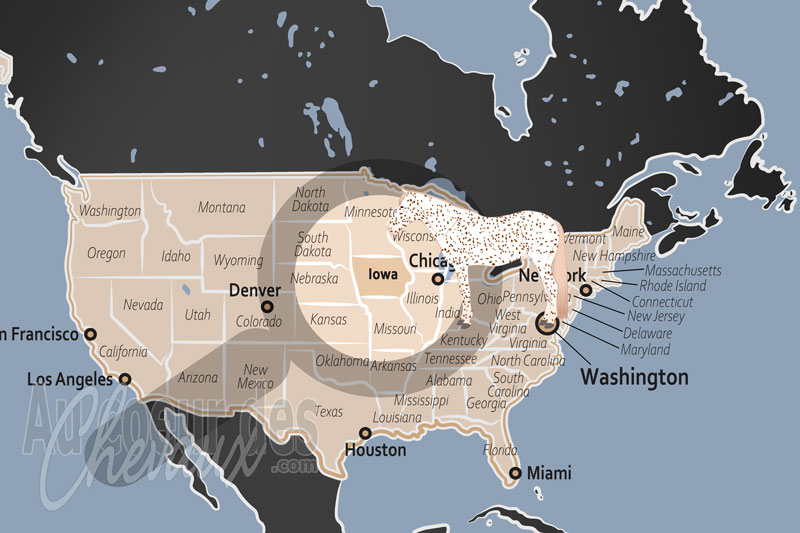 La localisation de l'�tat de l'Iowa aux �tats Unis