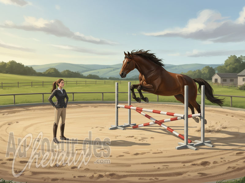 L'Exercice de l'essuie glace avec le cheval, ma�trise des d�placements lat�raux et pr�cision de la communication � pied