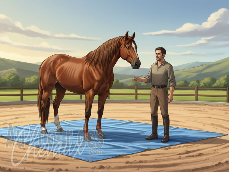 L'Exercice de la b�che avec le cheval, analyse des m�canismes d'apprentissage, de confiance et de d�sensibilisation