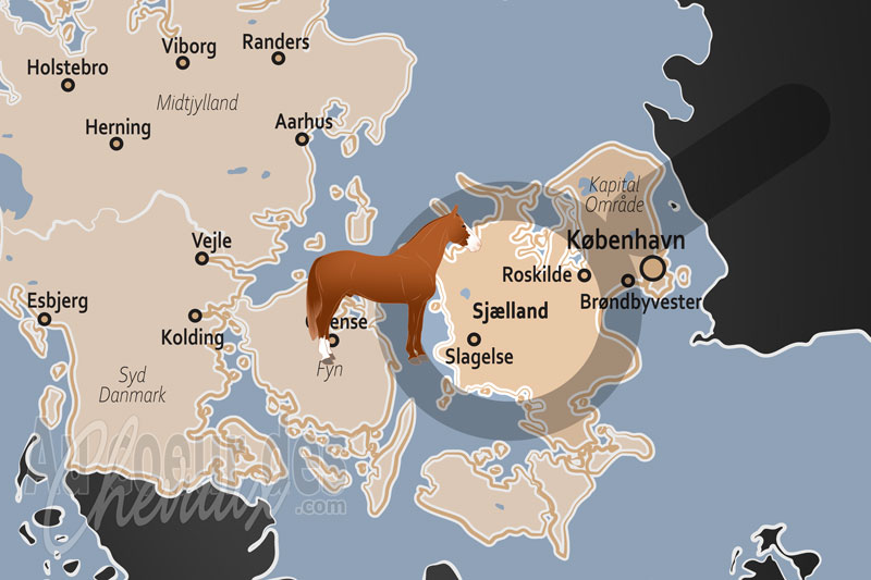 La localisation de l'�le de S�lande au Danemark