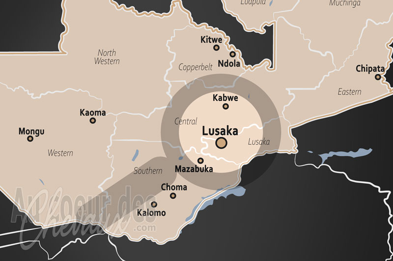 La localisation de Lusaka en Zambie