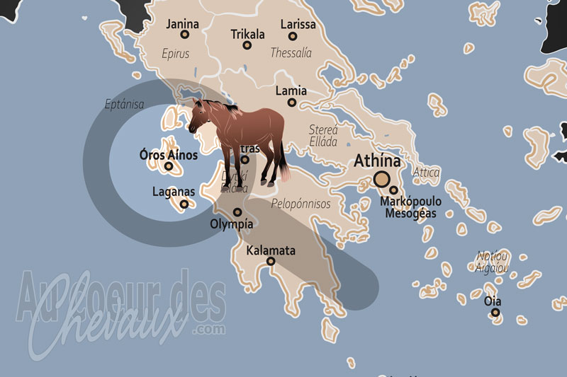 La localisation dans le pays du Mont Ainos en Gr�ce