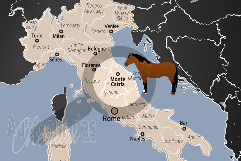 La localisation du Monte Catria en Italie