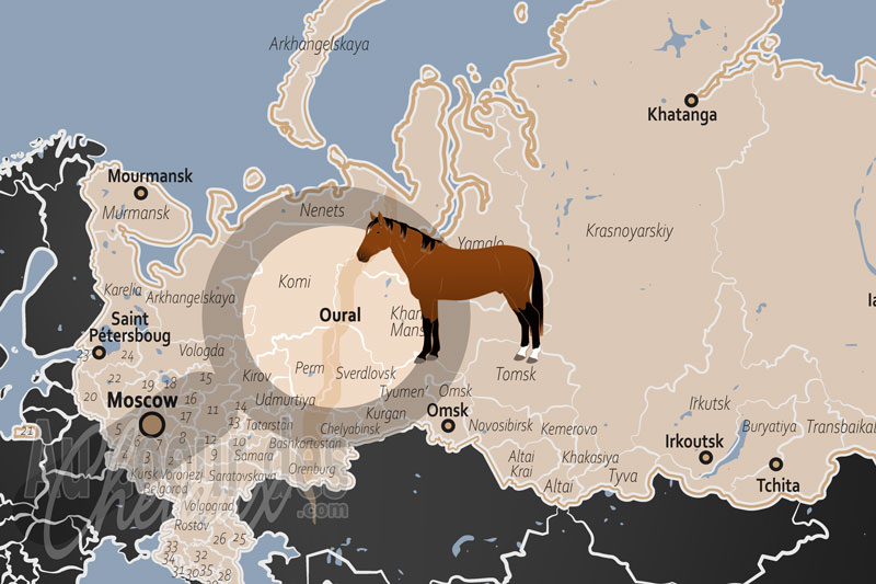 La localisation des Monts Oural en Russie
