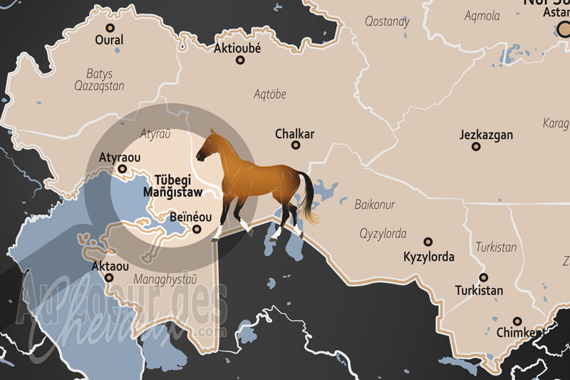 La localisation dans le pays de la P�ninsule de Manguistaou au Kazakhstan
