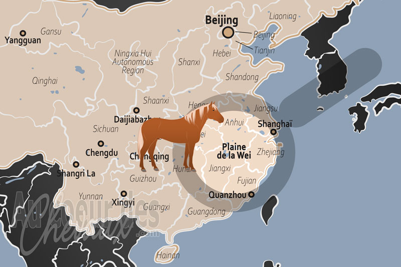 La localisation de la Plaine de la Wei en Chine