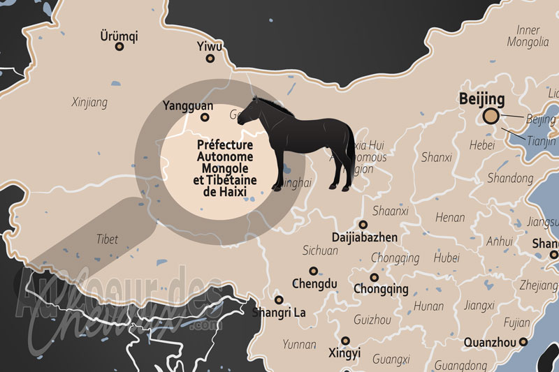 La localisation de la Pr�fecture Autonome Mongole et Tib�taine de Haixi en Chine
