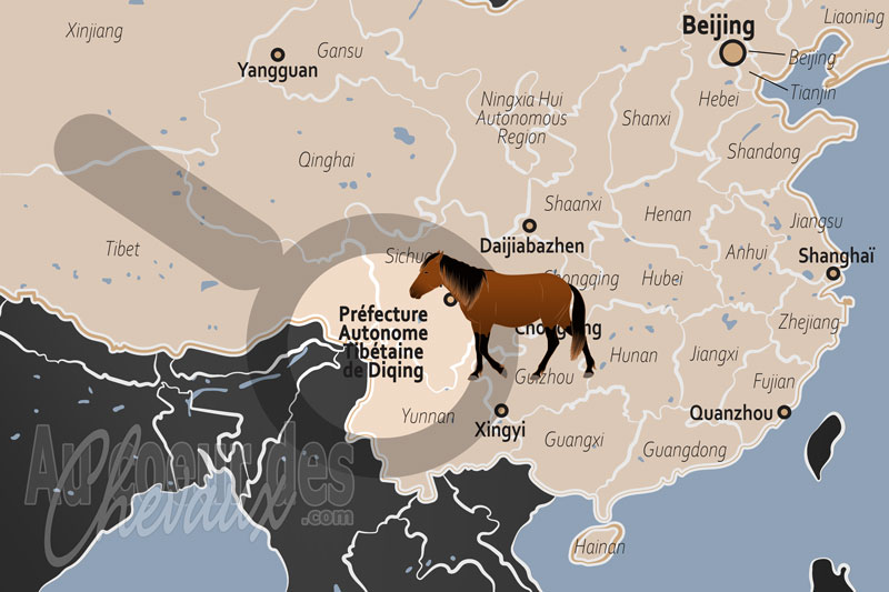 La localisation de la Pr�fecture Autonome Tib�taine de Diqing en Chine