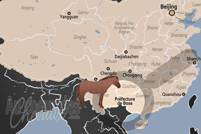 La localisation de la Pr�fecture de Bose en Chine