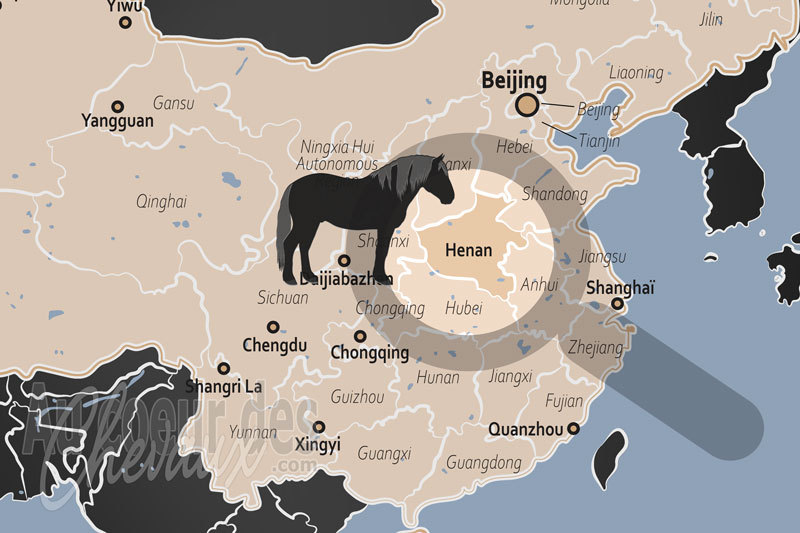 La localisation de la Province d'Henan en Chine