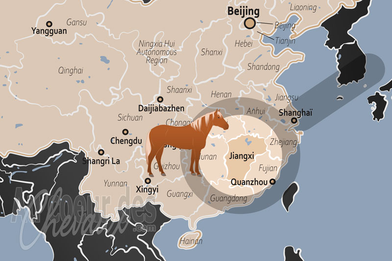 La localisation de la Province de Jiangxi en Chine