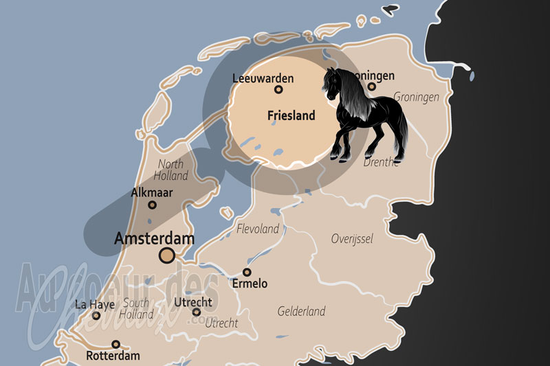 La localisation dans le pays de la Province de la Frise aux Pays Bas