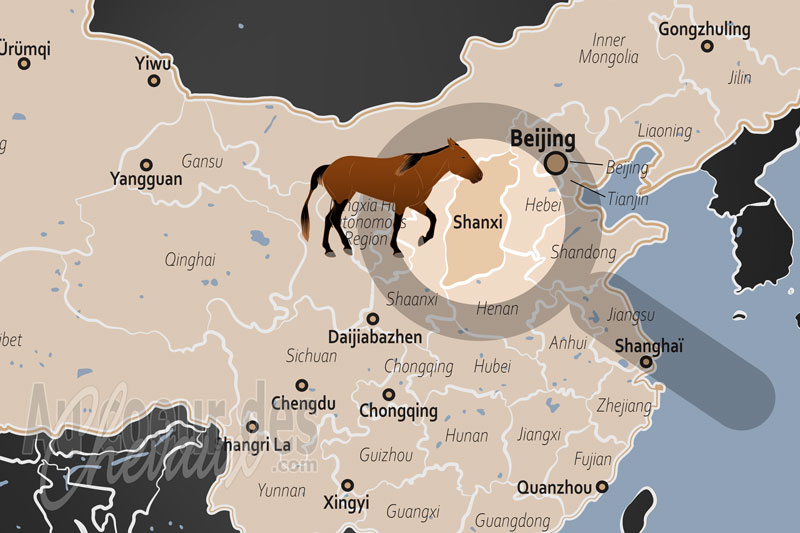 La localisation de la Province de Shanxi en Chine