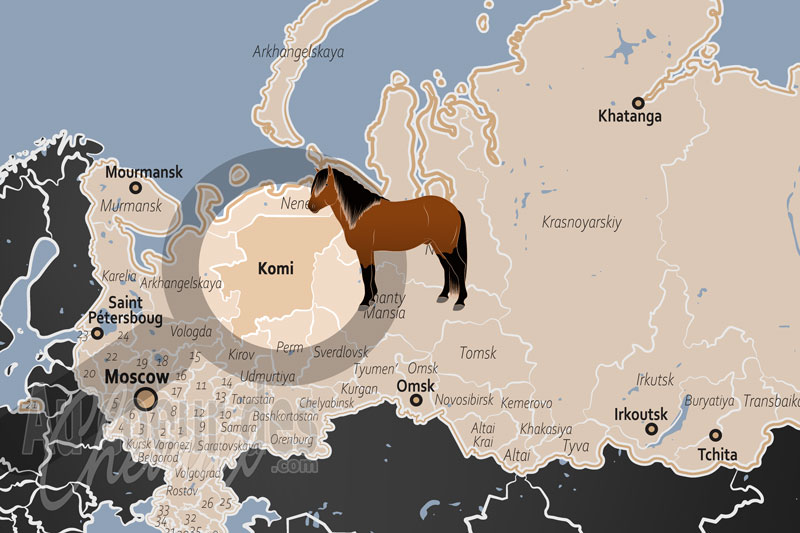 La localisation de la R�publique des Komis en Russie
