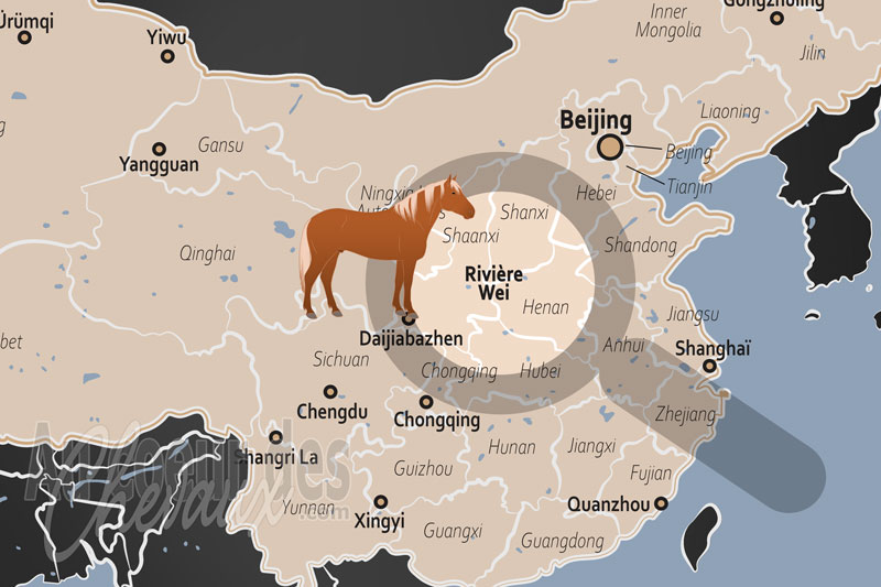 La localisation de la Rivi�re Wei en Chine