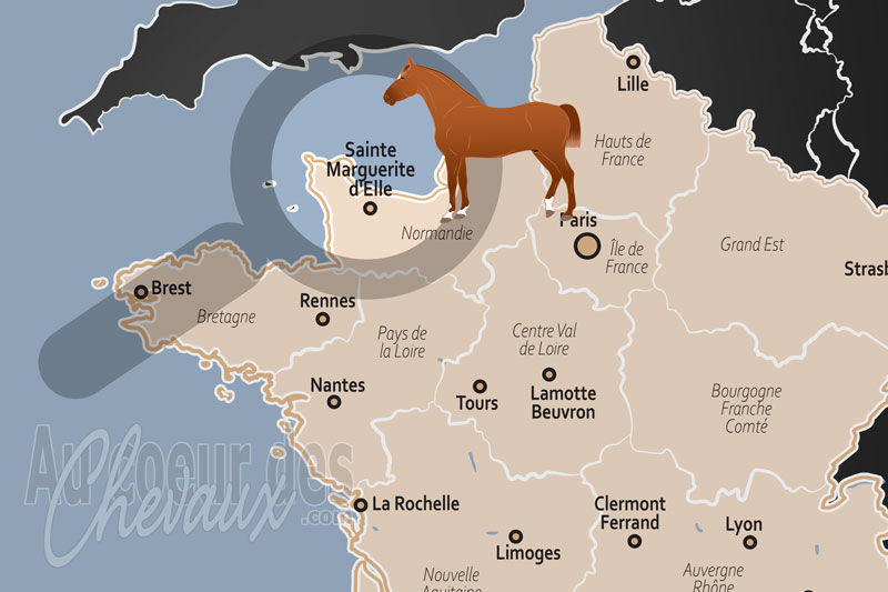 La localisation dans le pays de Sainte Marguerite d'Elle en France