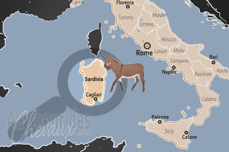 La localisation dans le pays de la Sardaigne en Italie