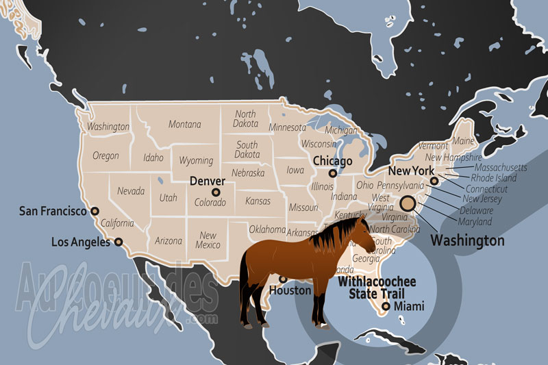 La localisation du Sentier d'�tat Withlacoochee aux �tats Unis