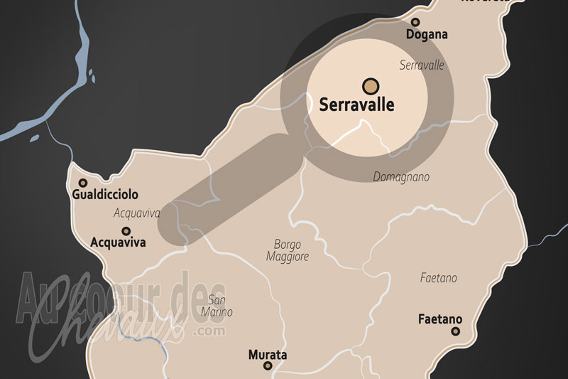 La localisation de Serravalle � Saint Marin