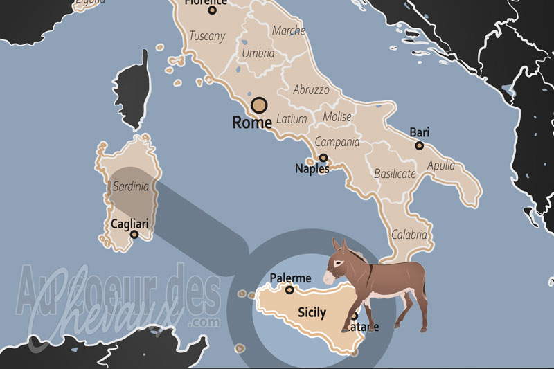 La localisation de la Sicile en Italie