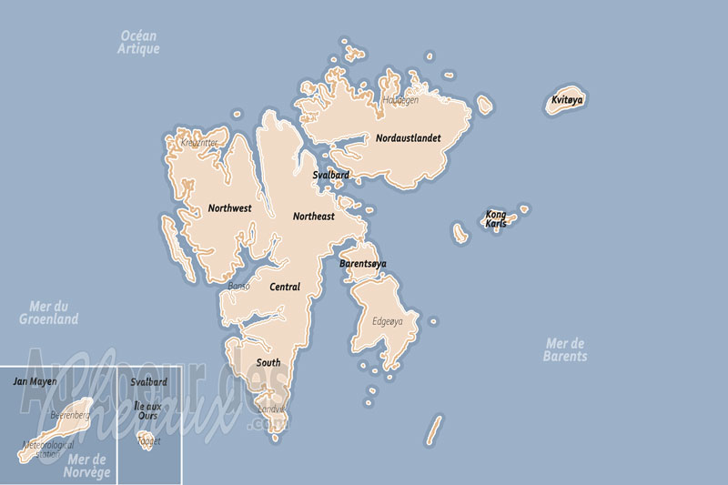 La carte g�ographique de Svalbard et Jan Mayen