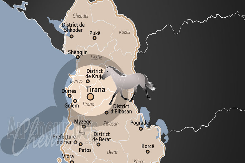 La localisation de Tirana en Albanie