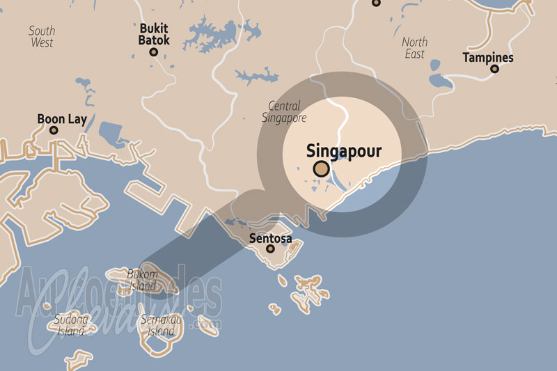 La localisation de la Ville de Singapour � Singapour