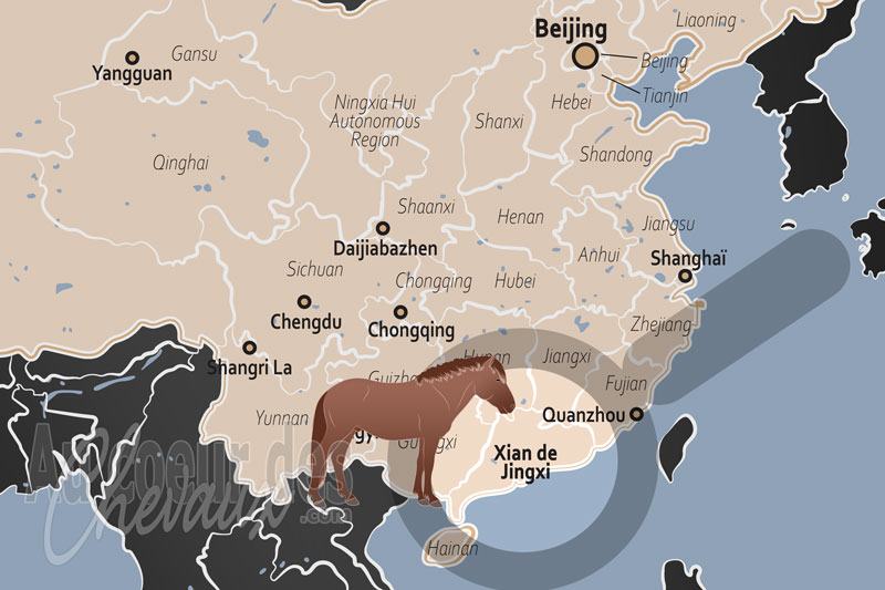 La localisation du Xian de Jingxi en Chine