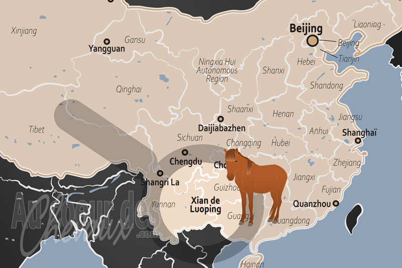 La localisation du Xian de Luoping en Chine