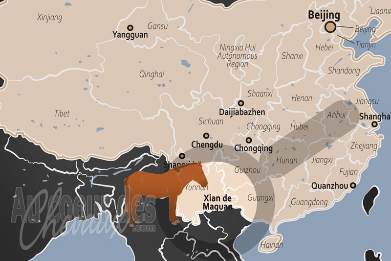 La localisation du Xian de Maguan en Chine