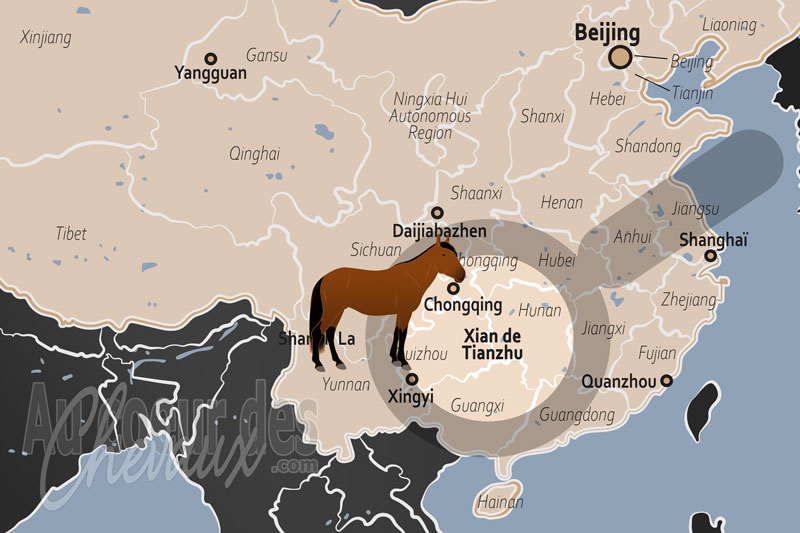 La localisation du Xian de Tianzhu en Chine