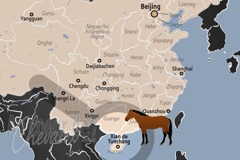 La localisation du Xian de Tunchang en Chine