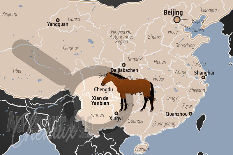 La localisation du Xian de Yanbian en Chine